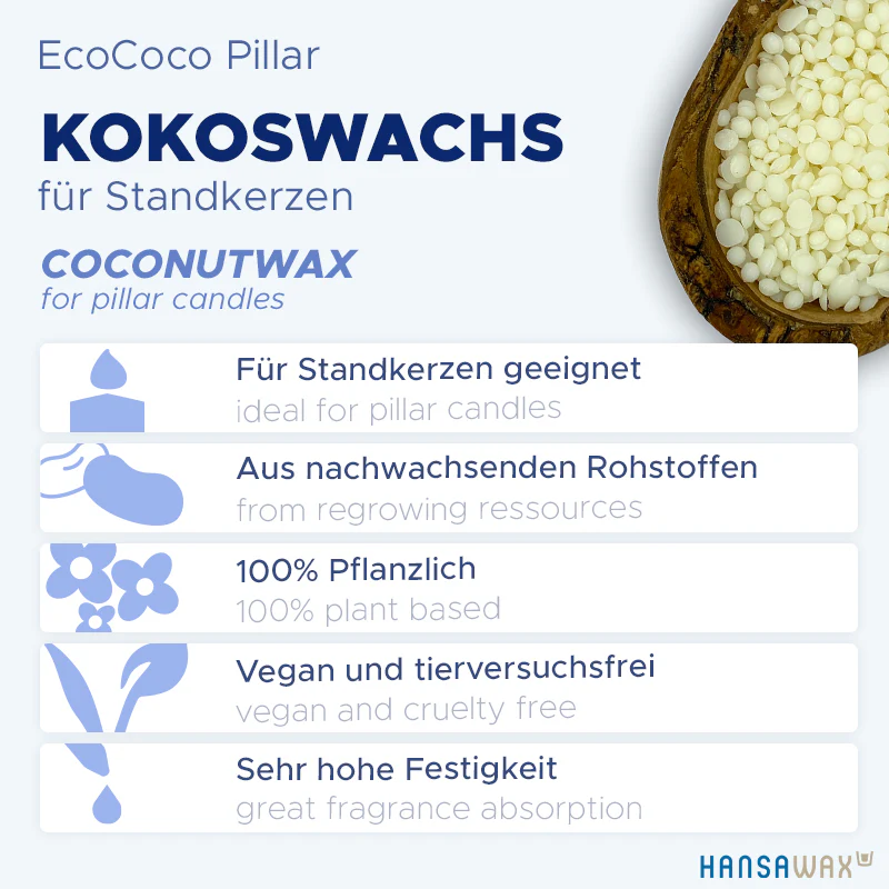 Kokoswachs für Standkerzen 'EcoCoco Pillar' - Image 4